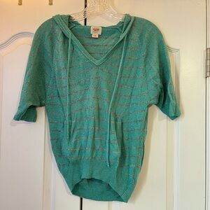 Mossimo Supply Co. Teal Striped Sweater Poncho